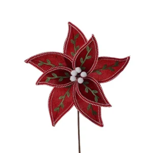 Flor decorativa navideña de tela de 28 cm para arreglos de temporada – Zona Muebles