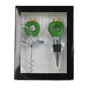 Juego de accesorios para vino navideño de aluminio y acero inoxidable, 2 piezas – Zona Muebles