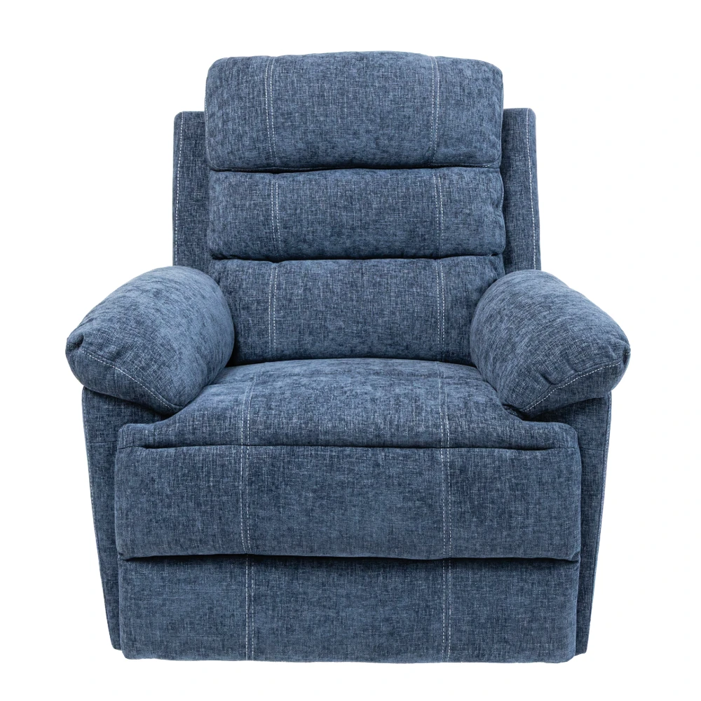RECLINER MANUAL EVAN 1P AZUL FUNCIÓN GIRATORIA Y MECEDORA