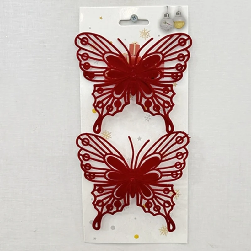 JUEGO DE MARIPOSAS 14CM 2PZ ROJA